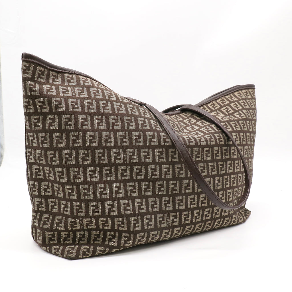 Fendi Zucchino Shopping Tote Beige Tobacco twins LDJ4811