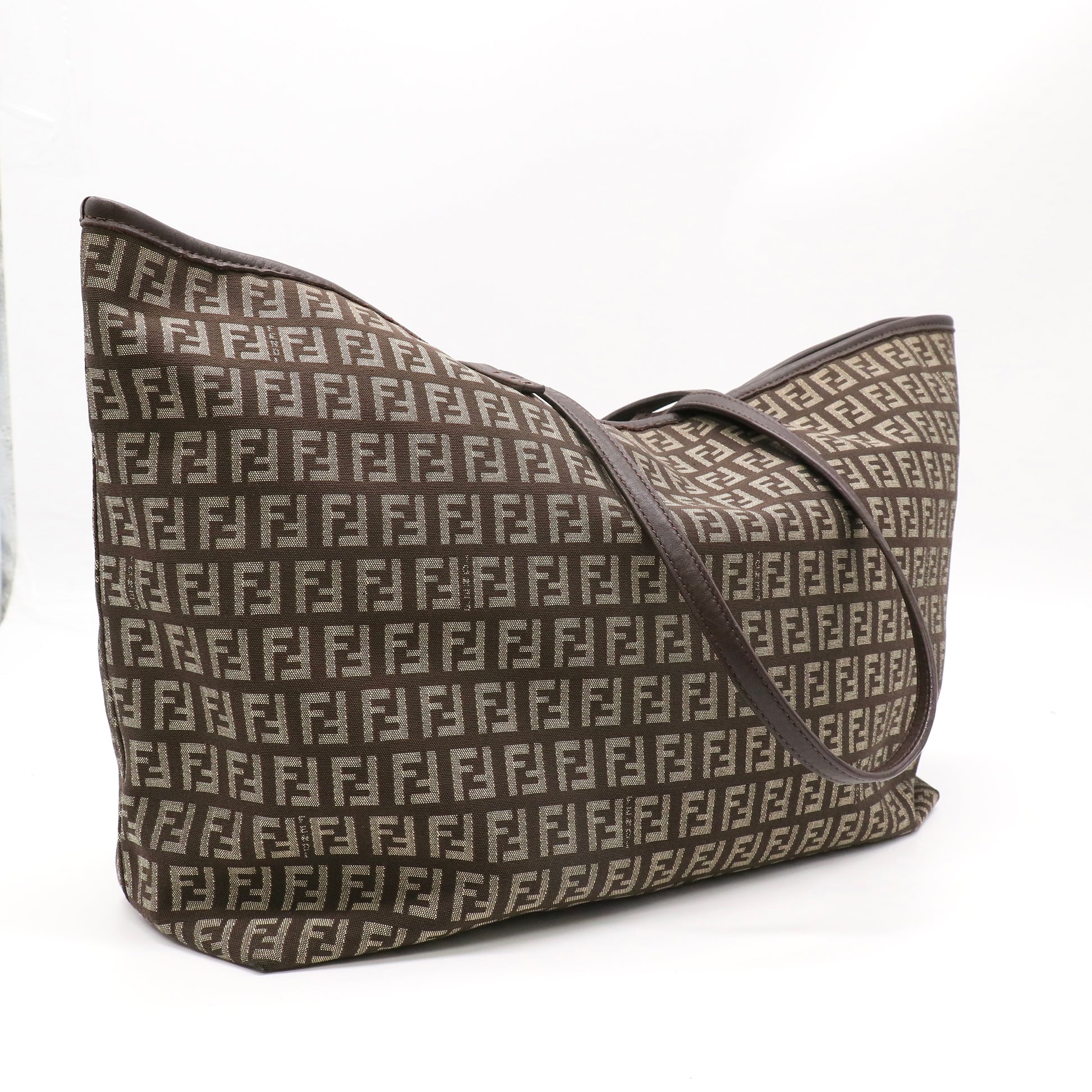Fendi Zucchino Shopping Tote Beige Tobacco twins LDJ4811