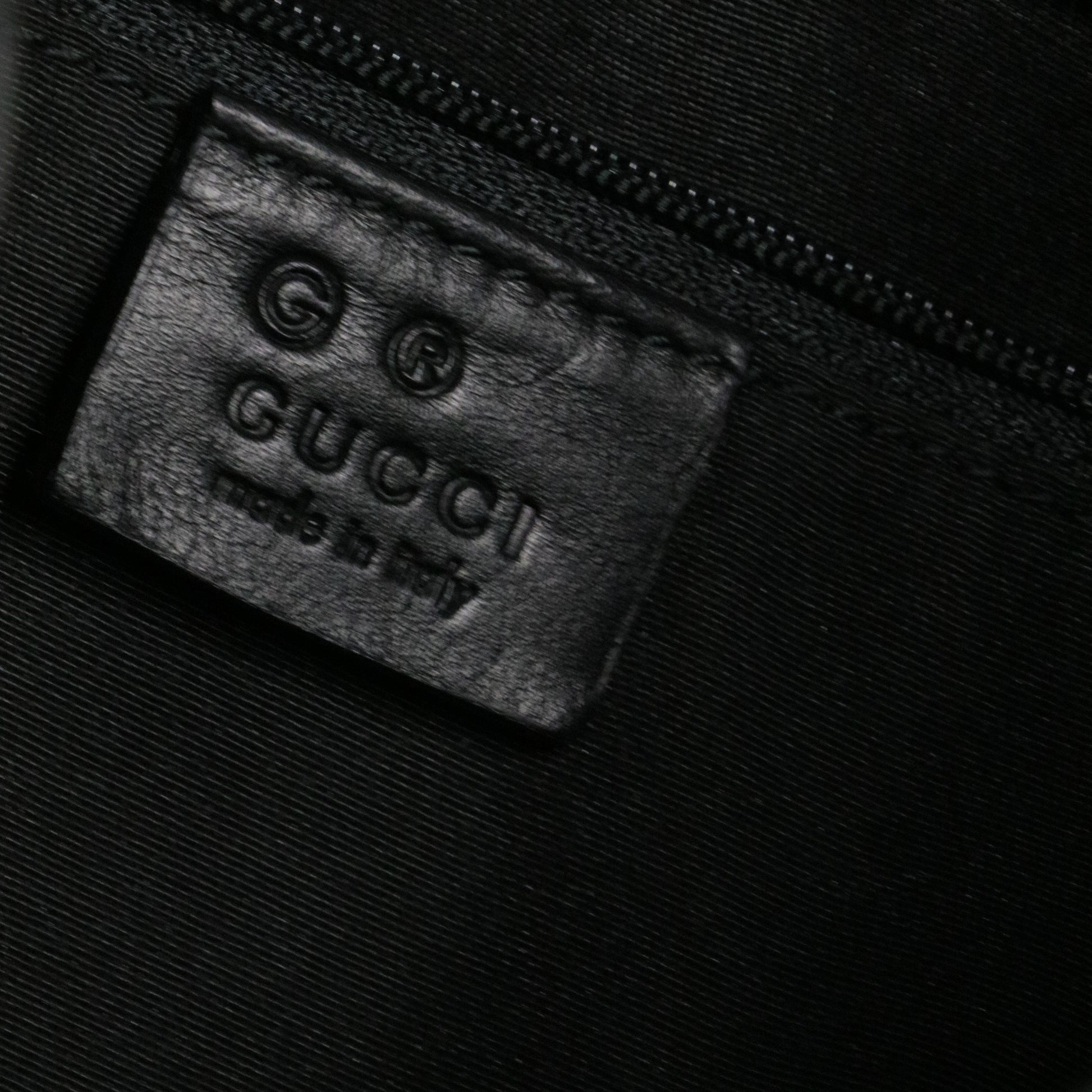Horsebit Embossed Leather Bag Black