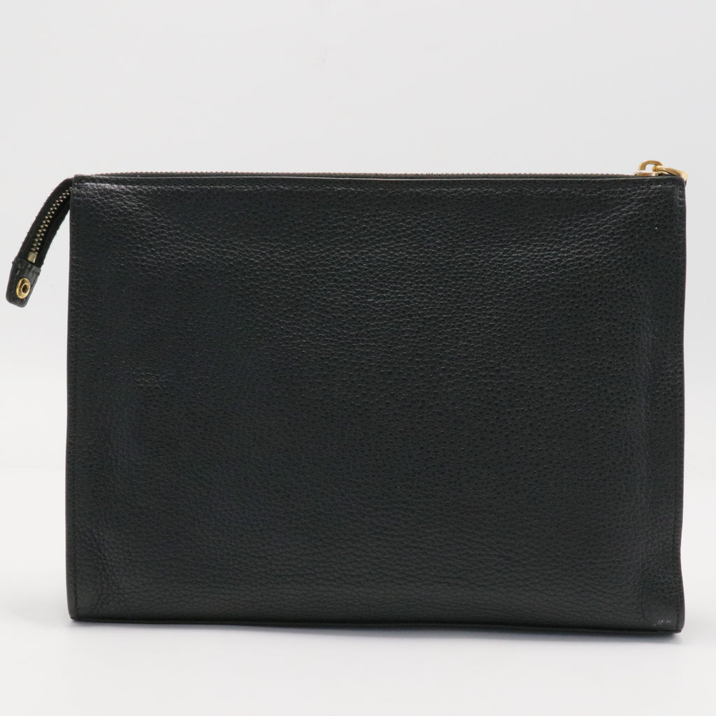 Fendi Black Leather Monster Flat Clutch