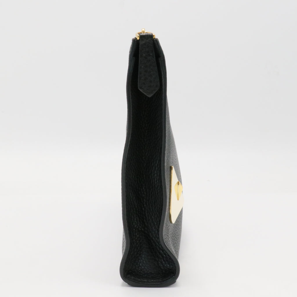 Fendi Black Leather Monster Flat Clutch