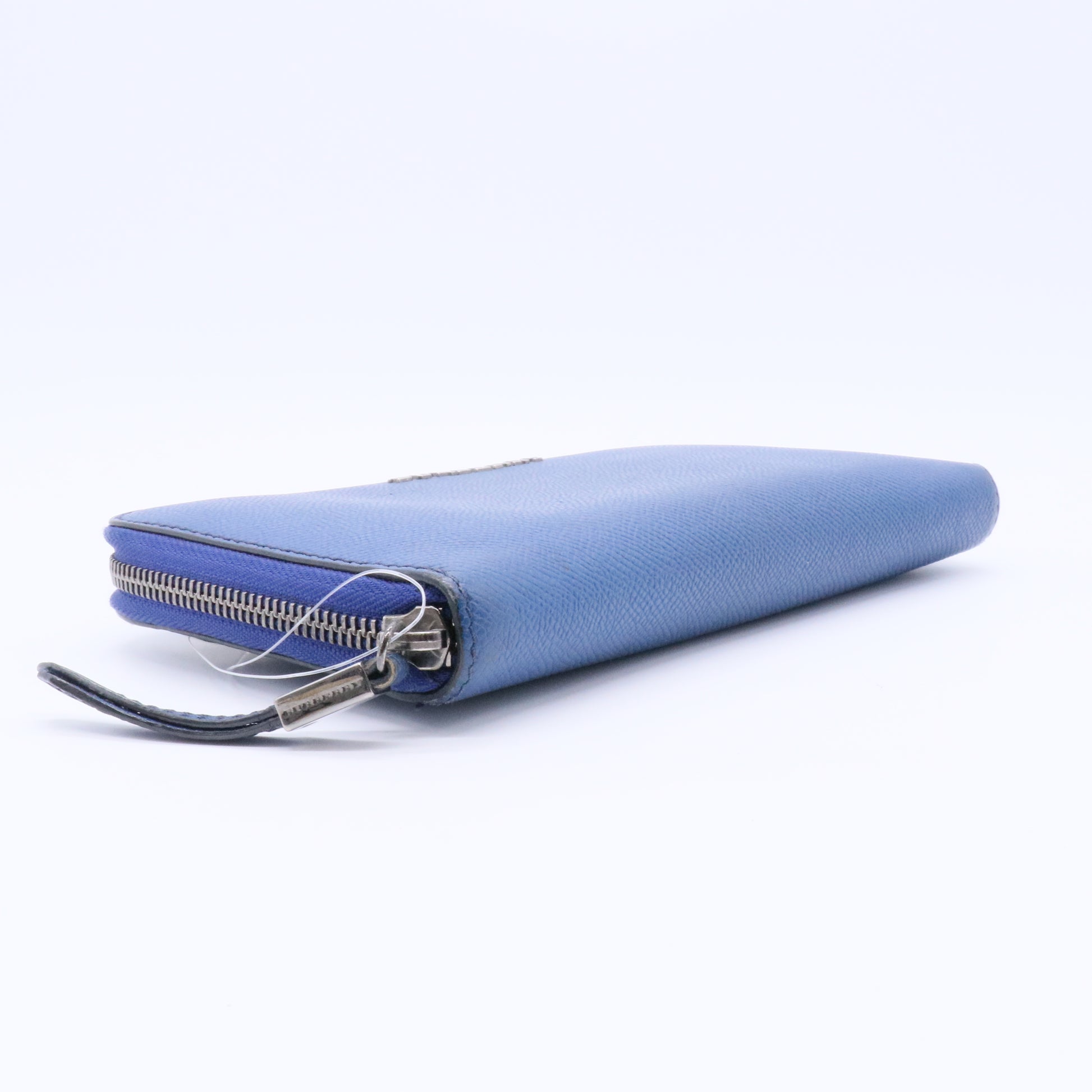 Blue Leather Zip Around Organizer Wallet Twins