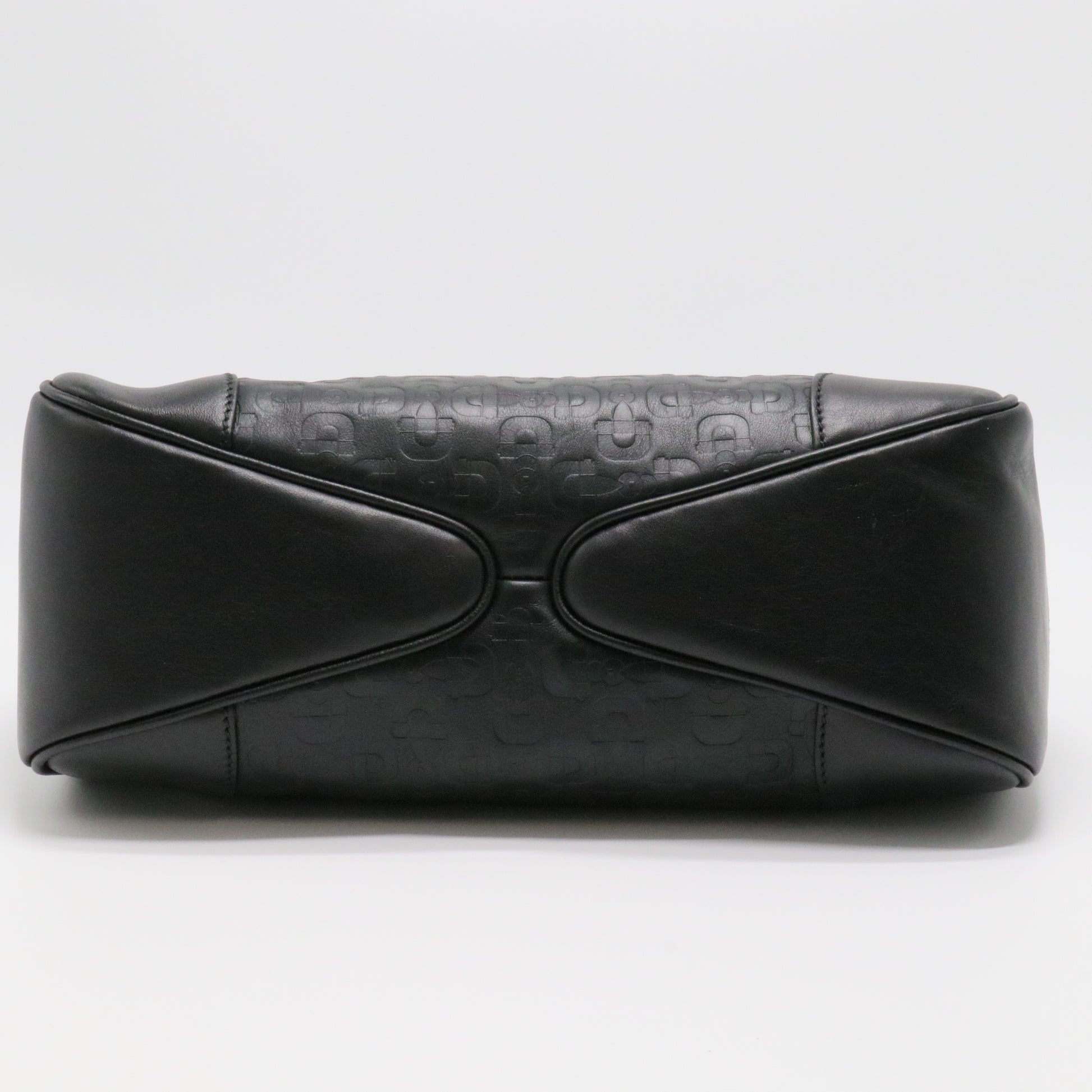 Horsebit Embossed Leather Bag Black