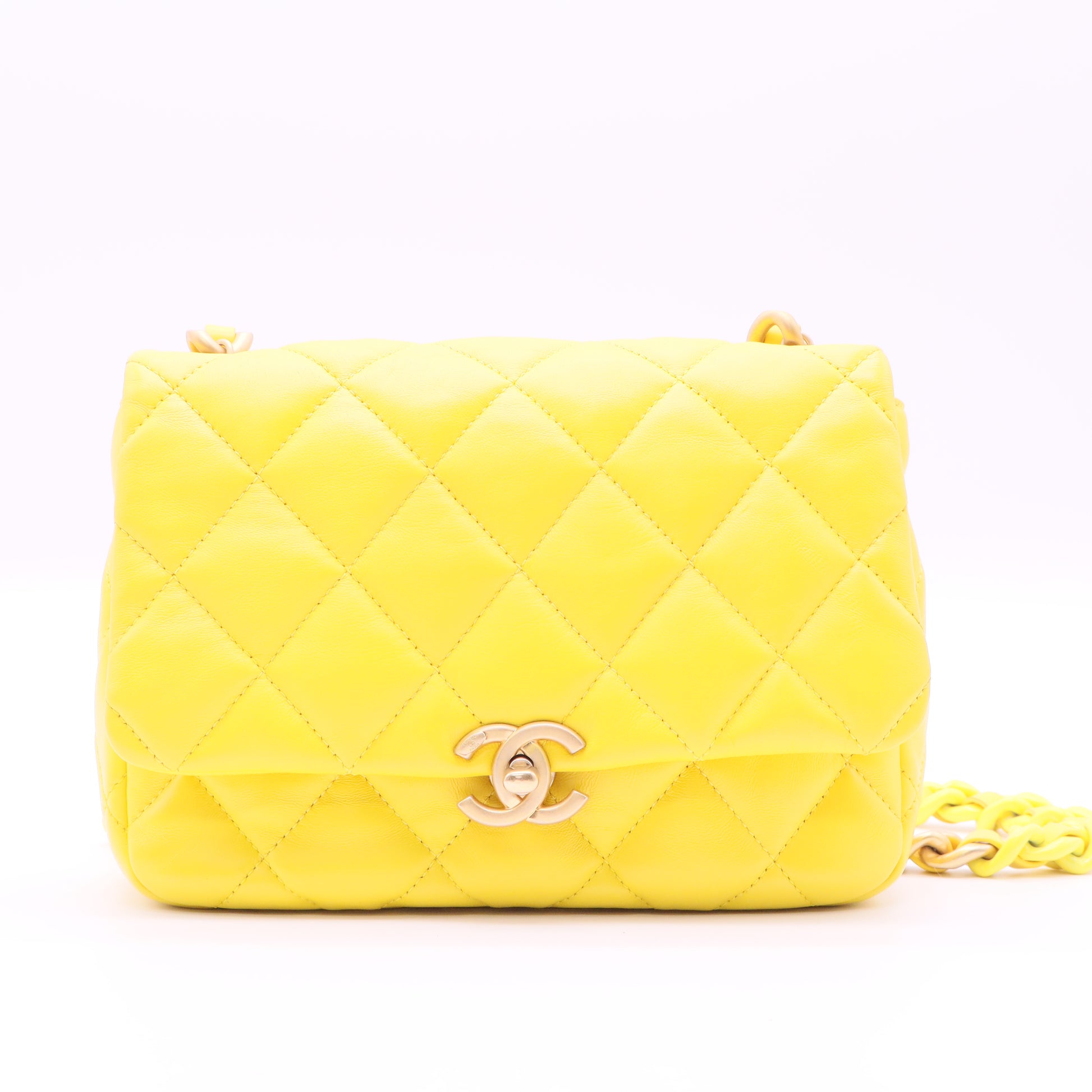 Chanel Lacquered Metal CC Flap Bag Quilted Lambskin twins