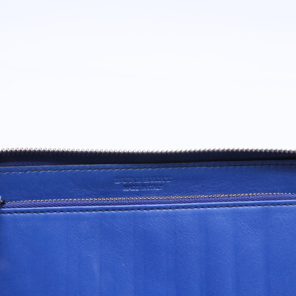 Blue Leather Zip Around Organizer Wallet Twins