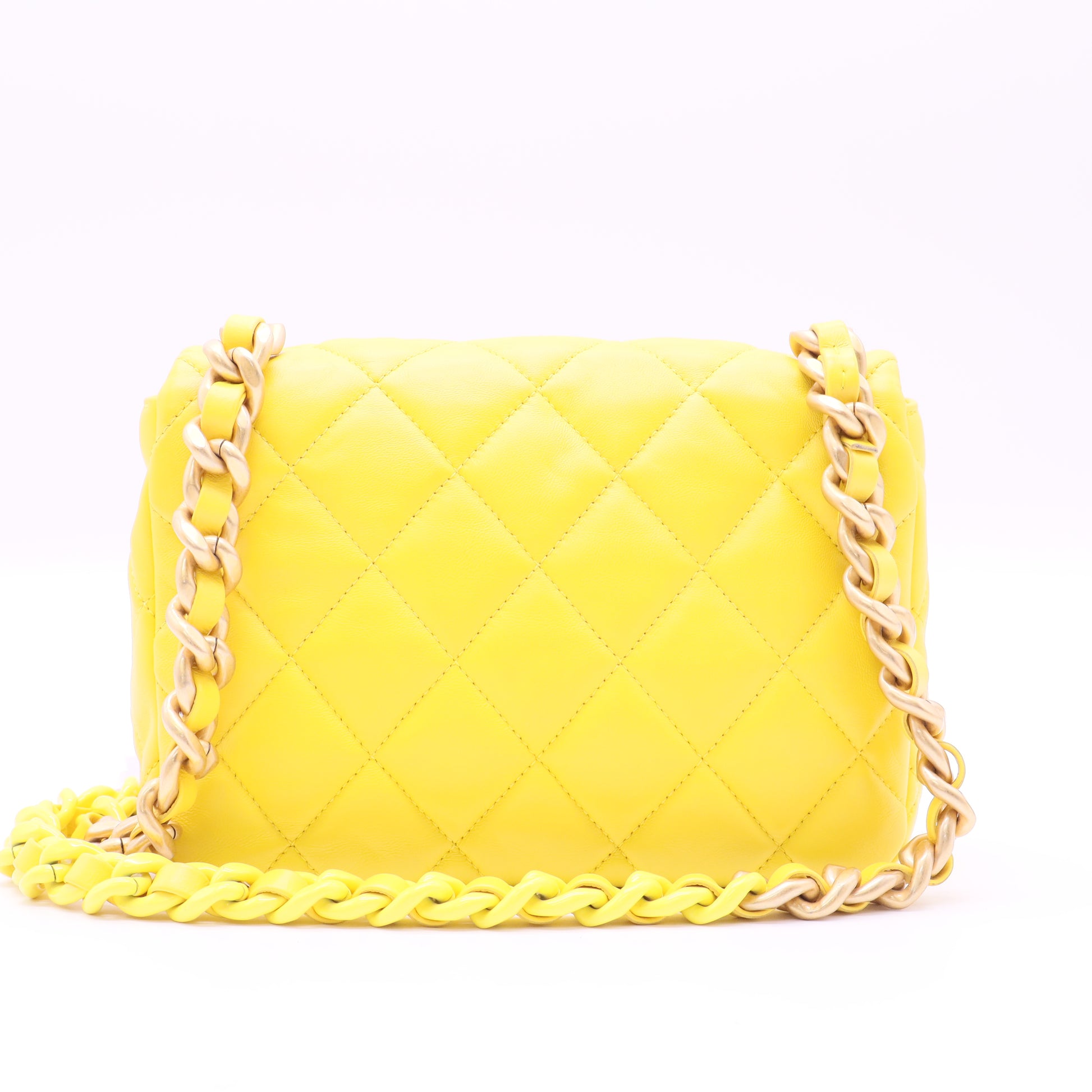 Chanel Lacquered Metal CC Flap Bag Quilted Lambskin twins