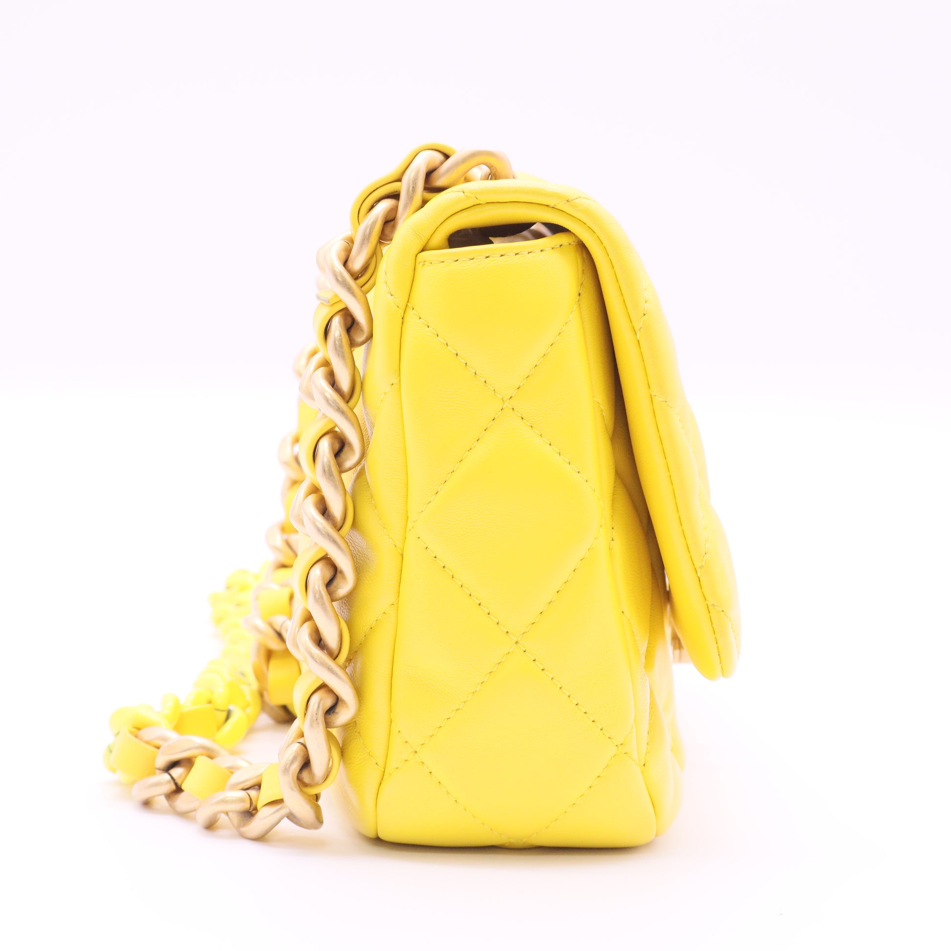 Chanel Lacquered Metal CC Flap Bag Quilted Lambskin twins