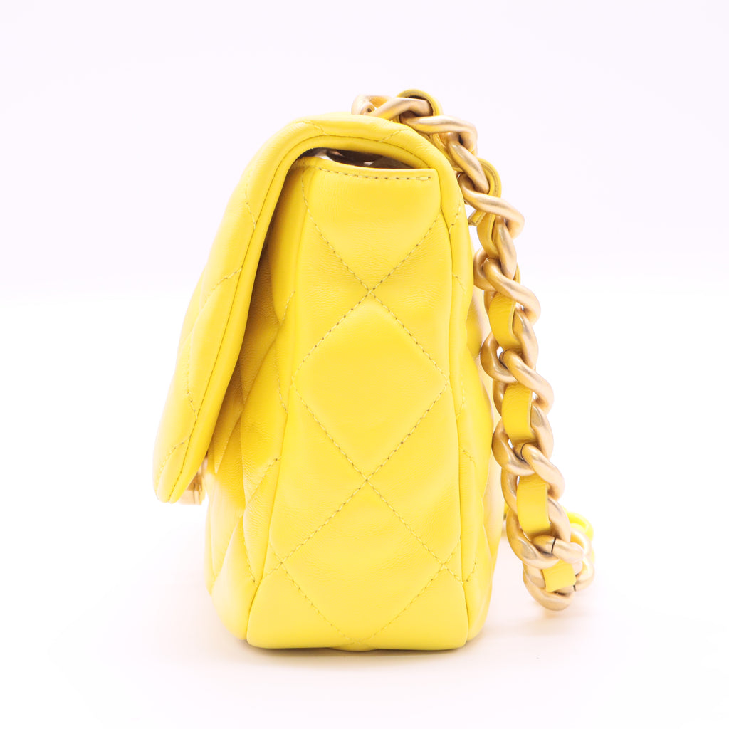 Chanel Lacquered Metal CC Flap Bag Quilted Lambskin twins