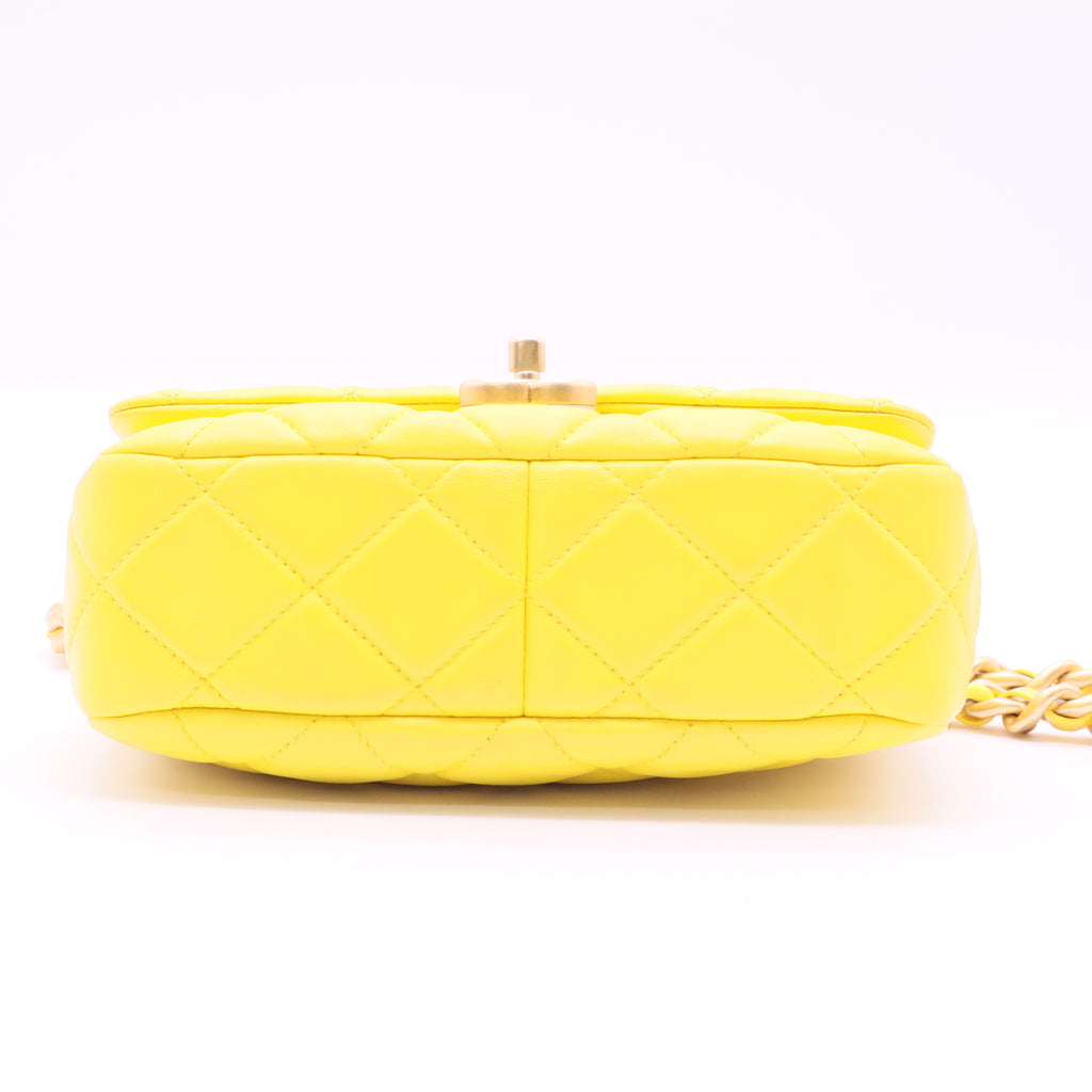 Chanel Lacquered Metal CC Flap Bag Quilted Lambskin twins