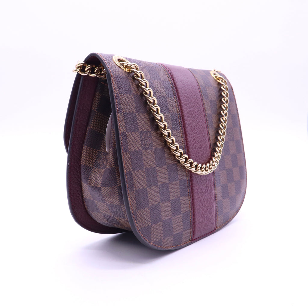 Louis Vuitton Damier Ebene Cuir Taurillon Wight Bordeaux LDM-1675