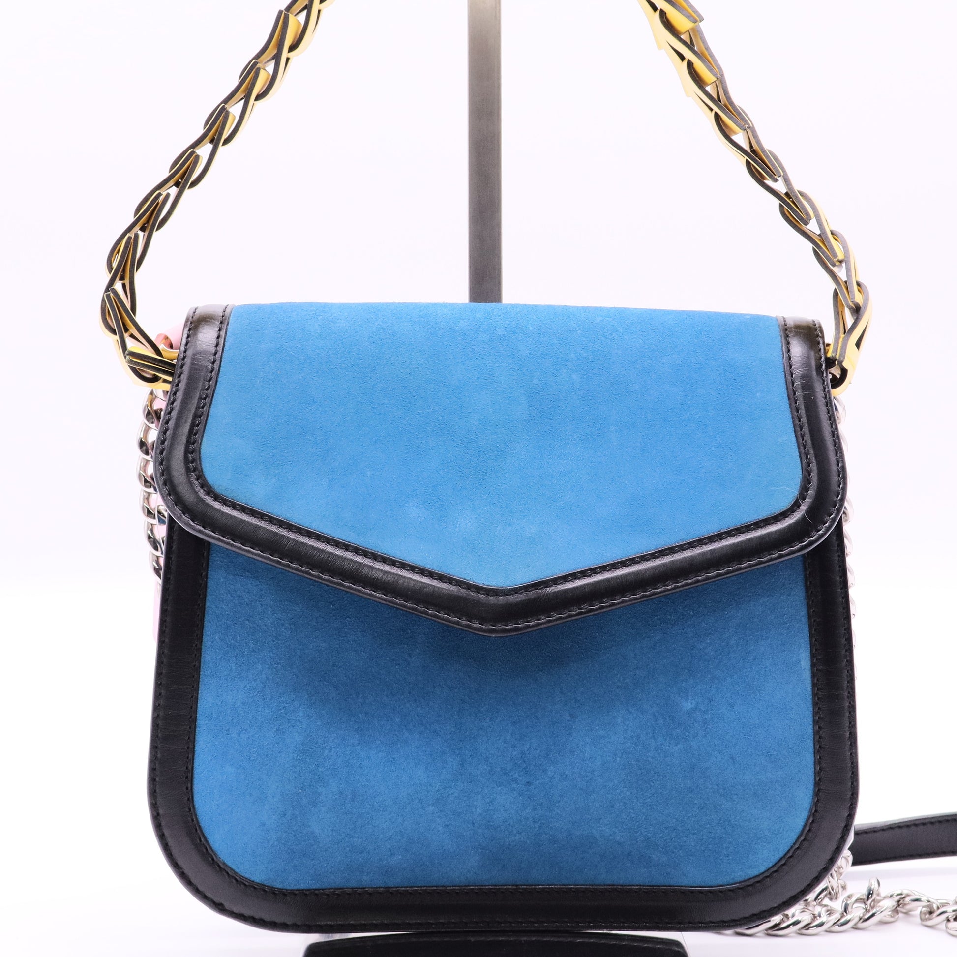 Loewe AW 2015 Royal Blue Suede V Crossbody Bag twins