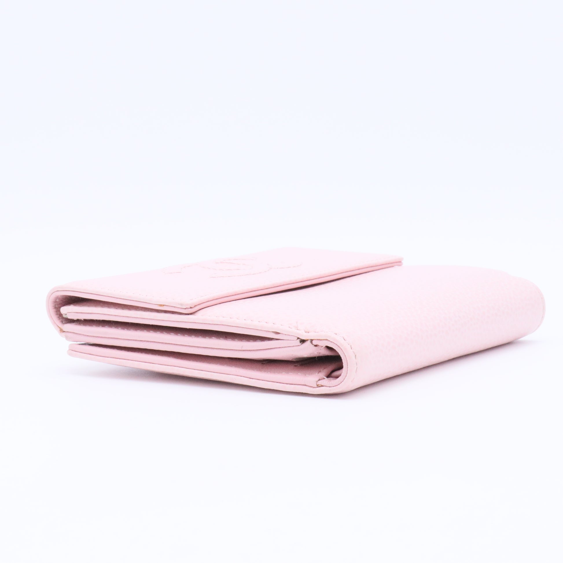 Pink Caviar Leather CC Compact Wallet