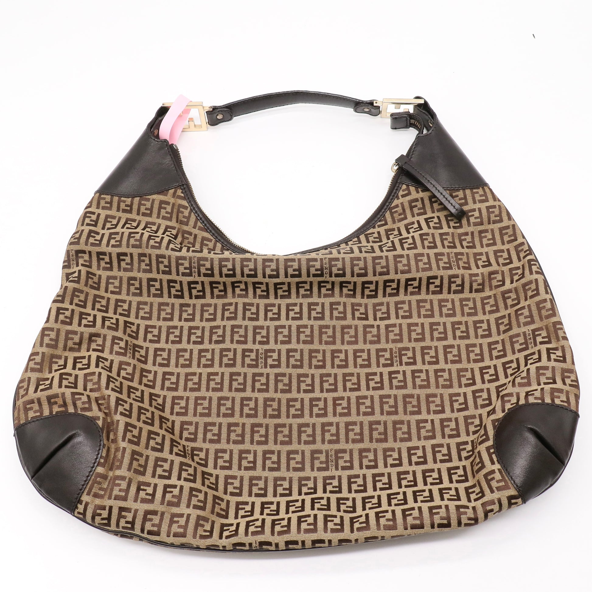 Fendi Vintage Zucchino Canvas Large Zip Hobo Bag twins LDJ4816