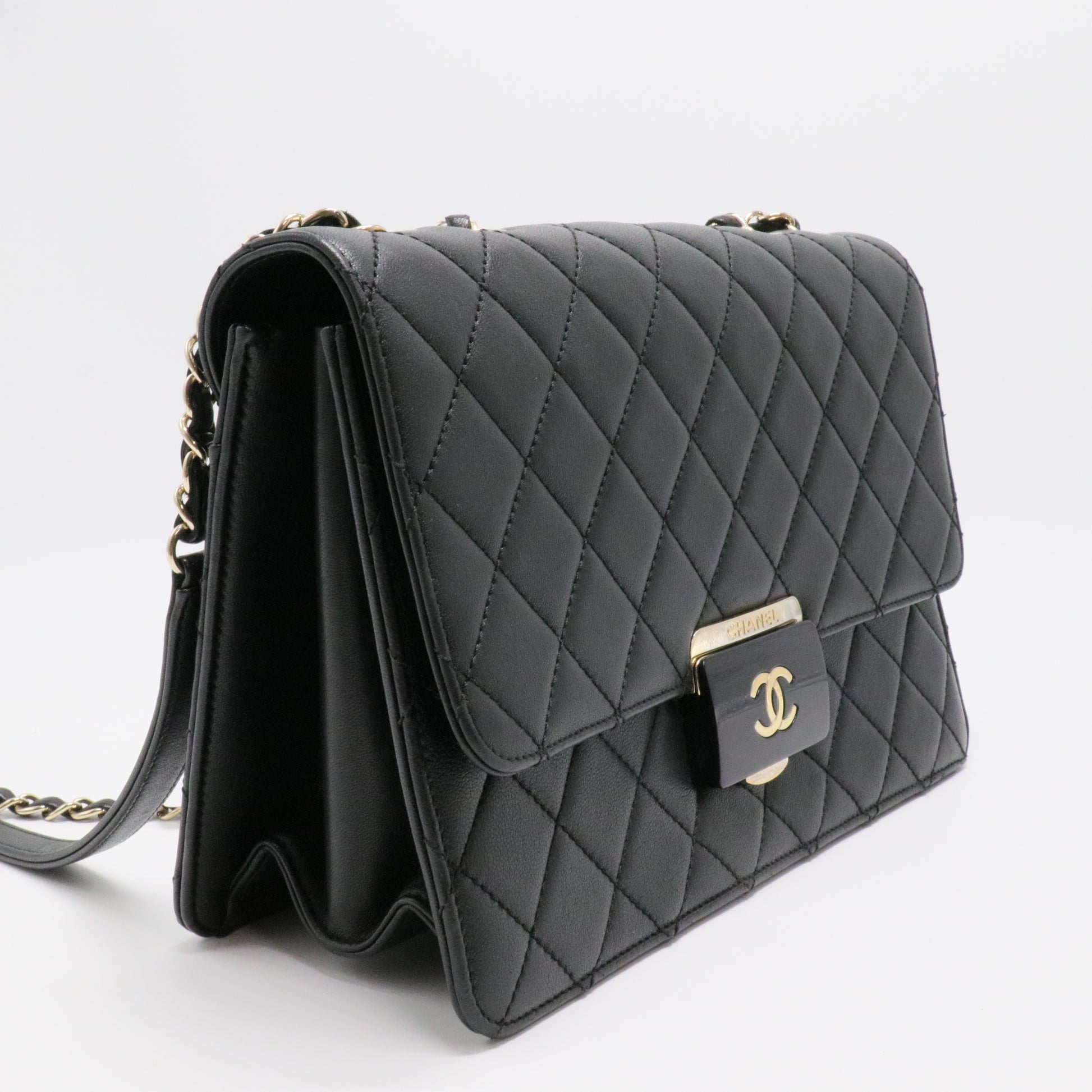 Chanel Quilted Plate Lock Flap Bag