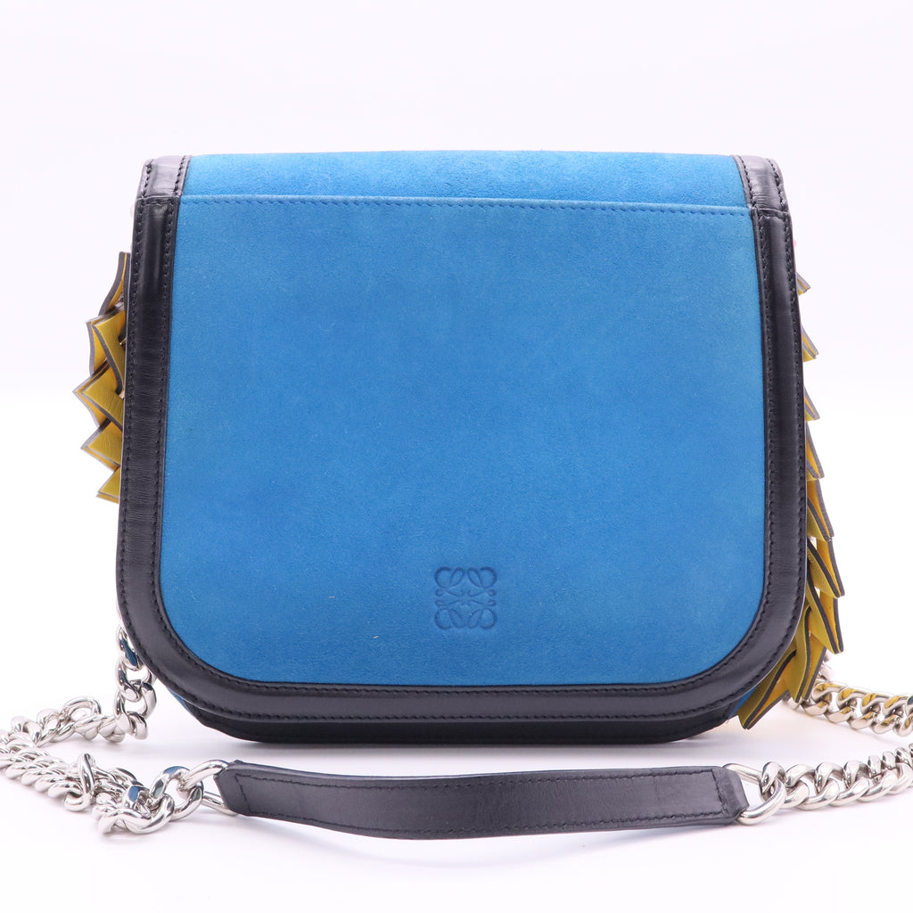 Loewe AW 2015 Royal Blue Suede V Crossbody Bag twins