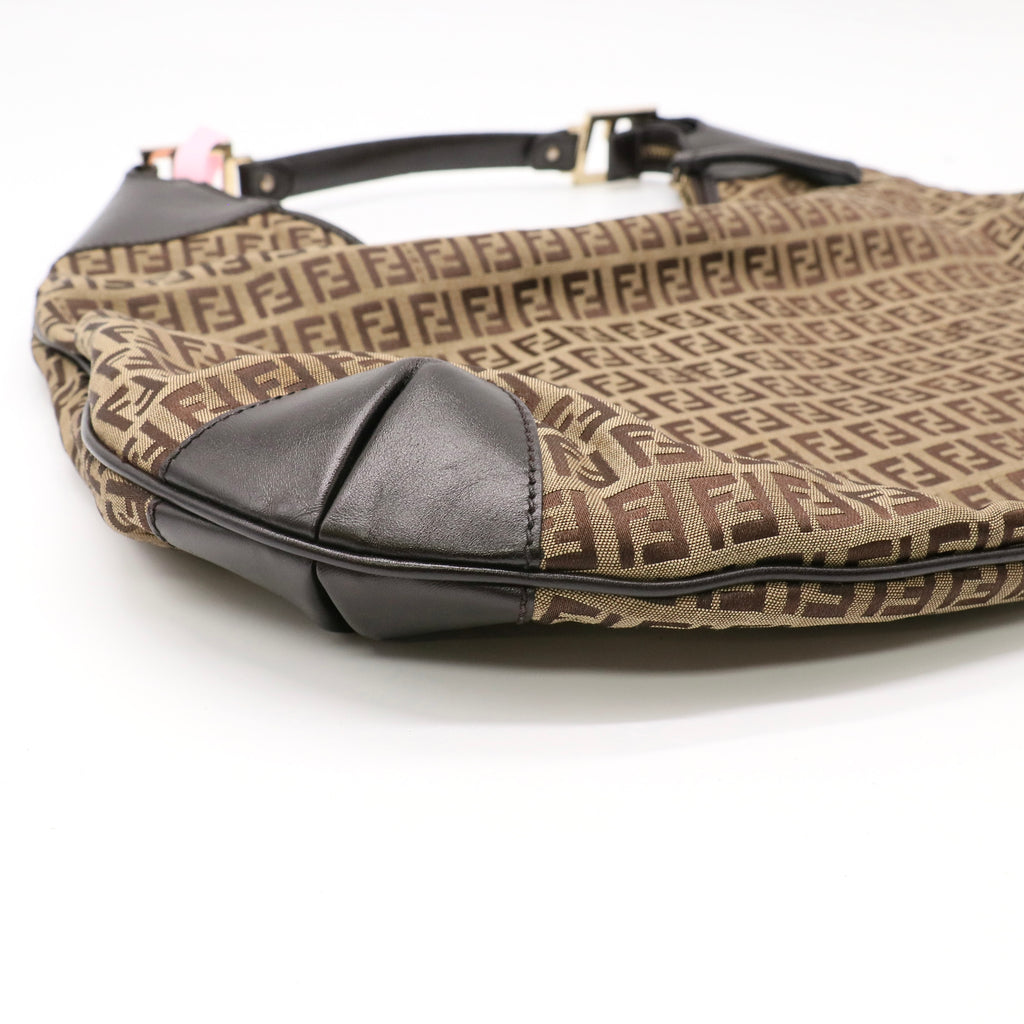 Fendi Vintage Zucchino Canvas Large Zip Hobo Bag twins LDJ4816