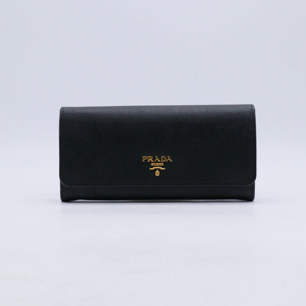 Prada Saffiano Metal Leather Continental Wallet W21293