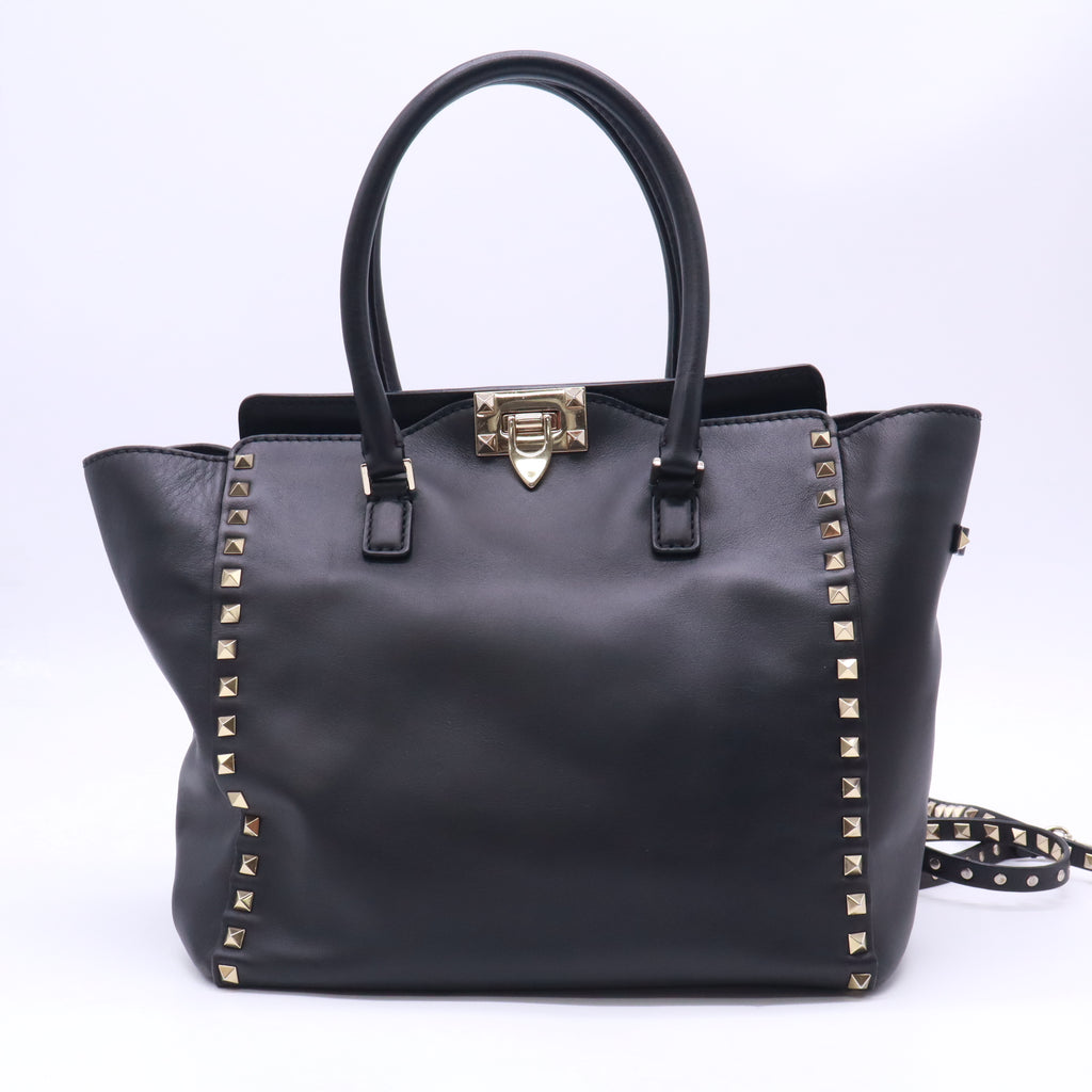 Valentino Garavani Vitello Small Rockstud Double Handle Tote B23611