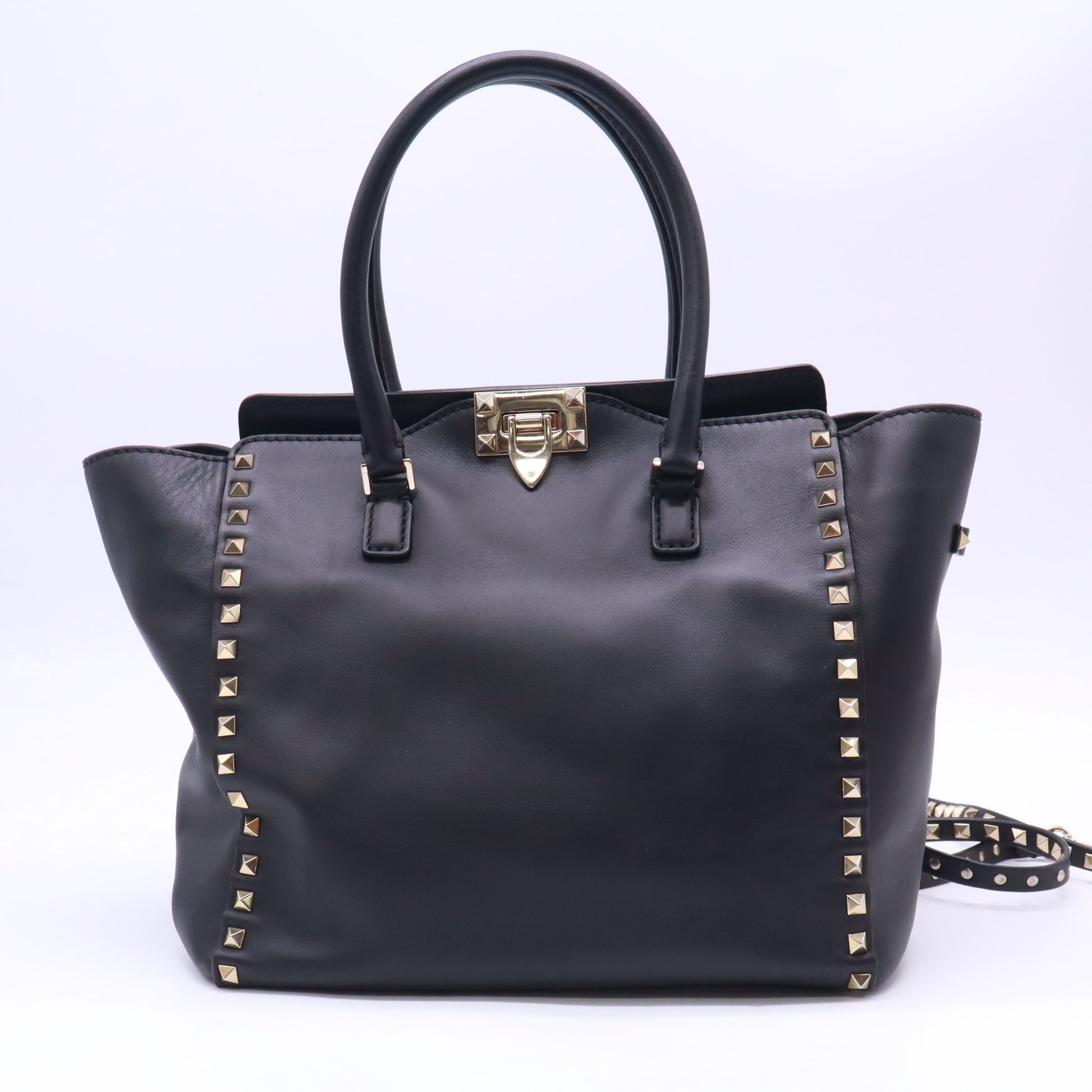 Valentino Garavani Vitello Small Rockstud Double Handle Tote B23611