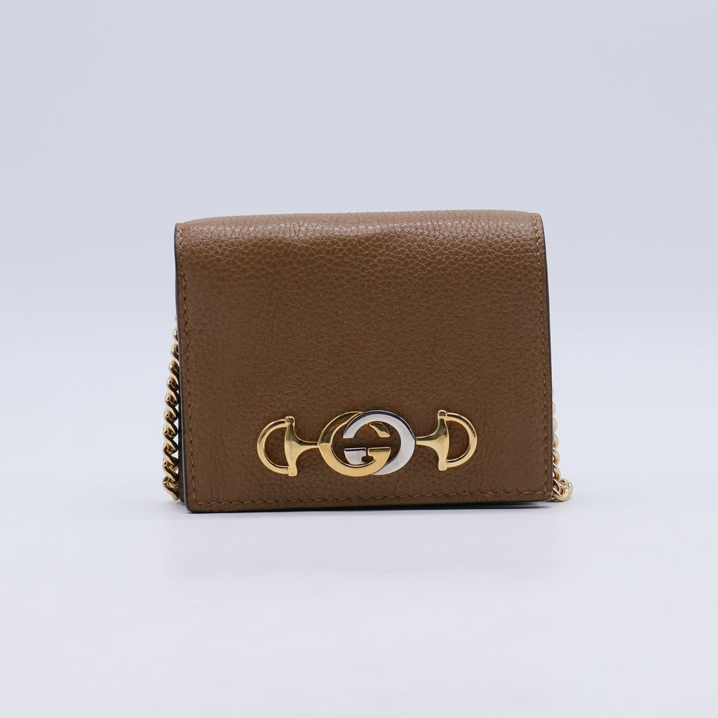 Gucci Zumi Leather Card Case Wallet on Chain W21264