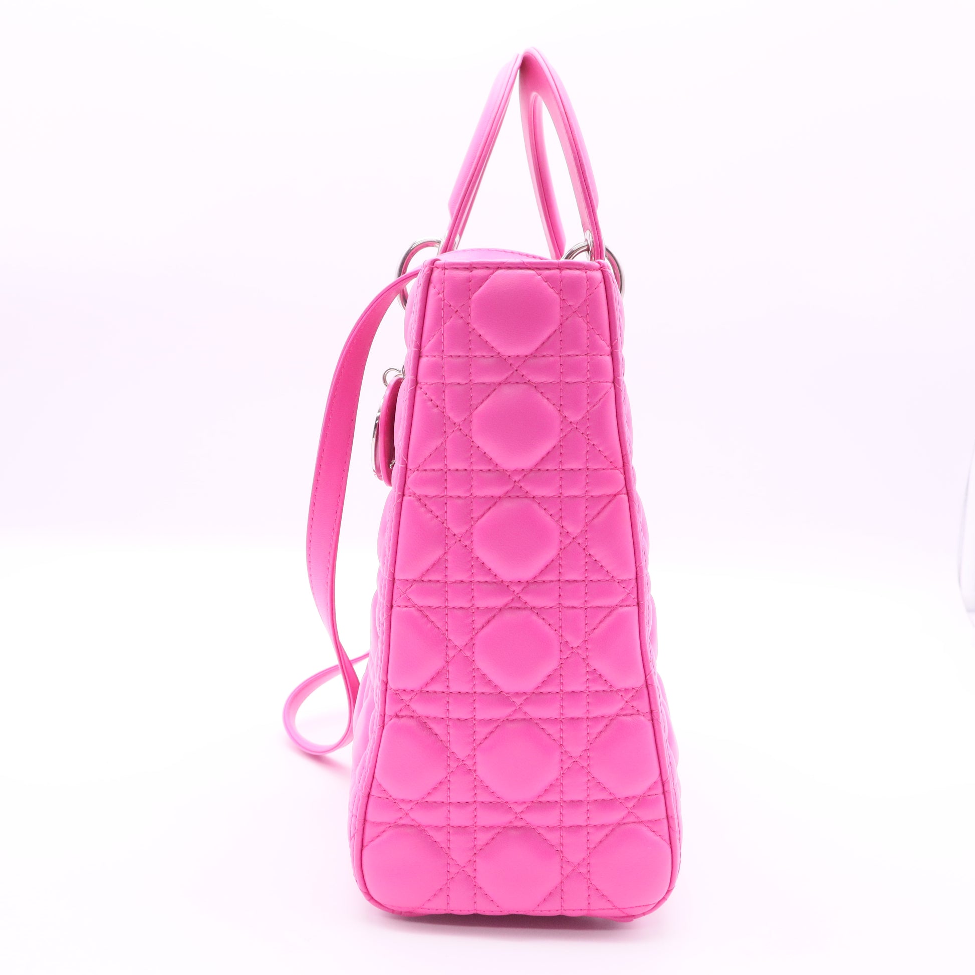 Rose Sorbet Cannage Quilted Lambskin Leather Large Lady Dior Bag twins