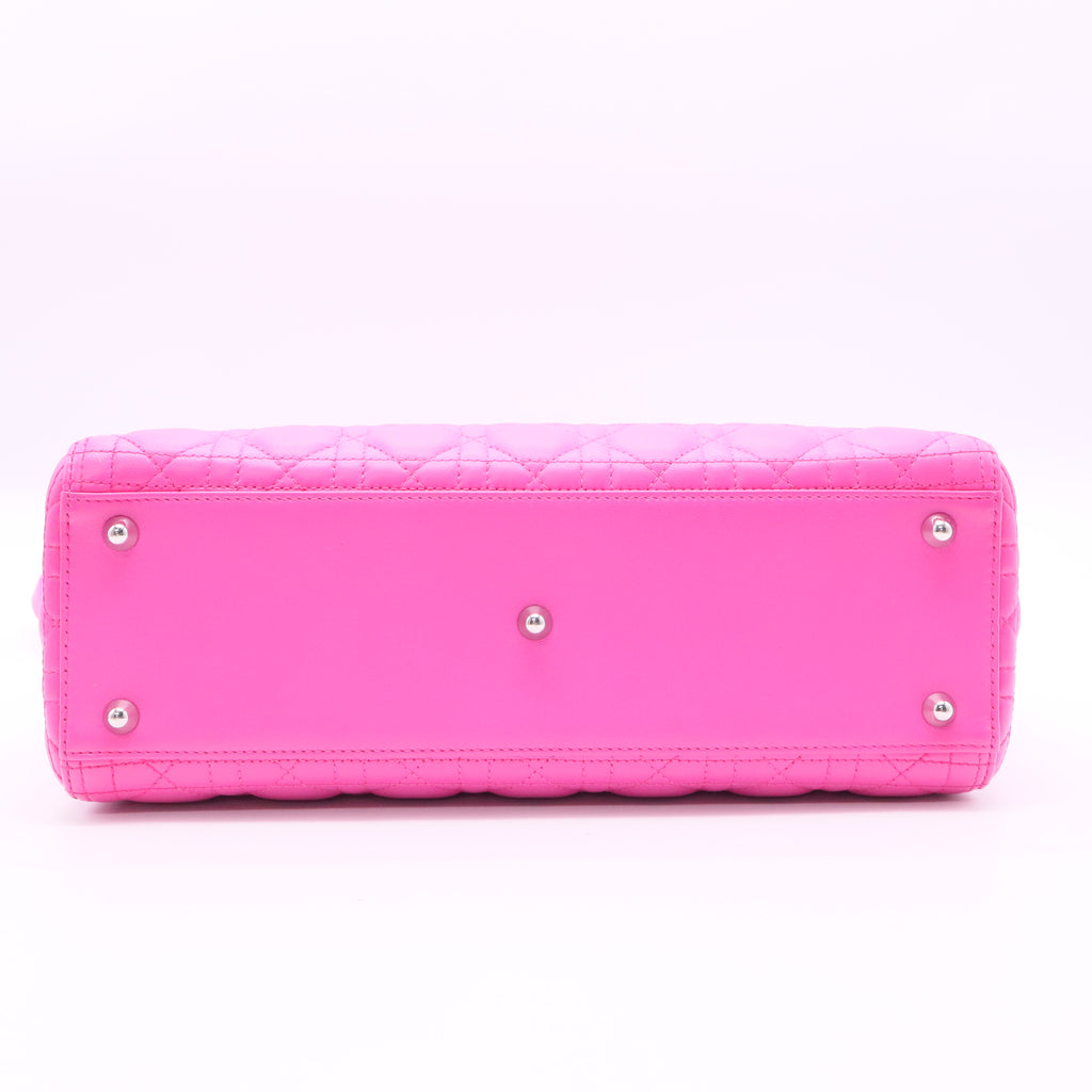 Rose Sorbet Cannage Quilted Lambskin Leather Large Lady Dior Bag twins