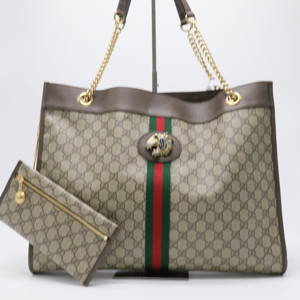 GG Supreme Monogram Large Rajah Chain Tote