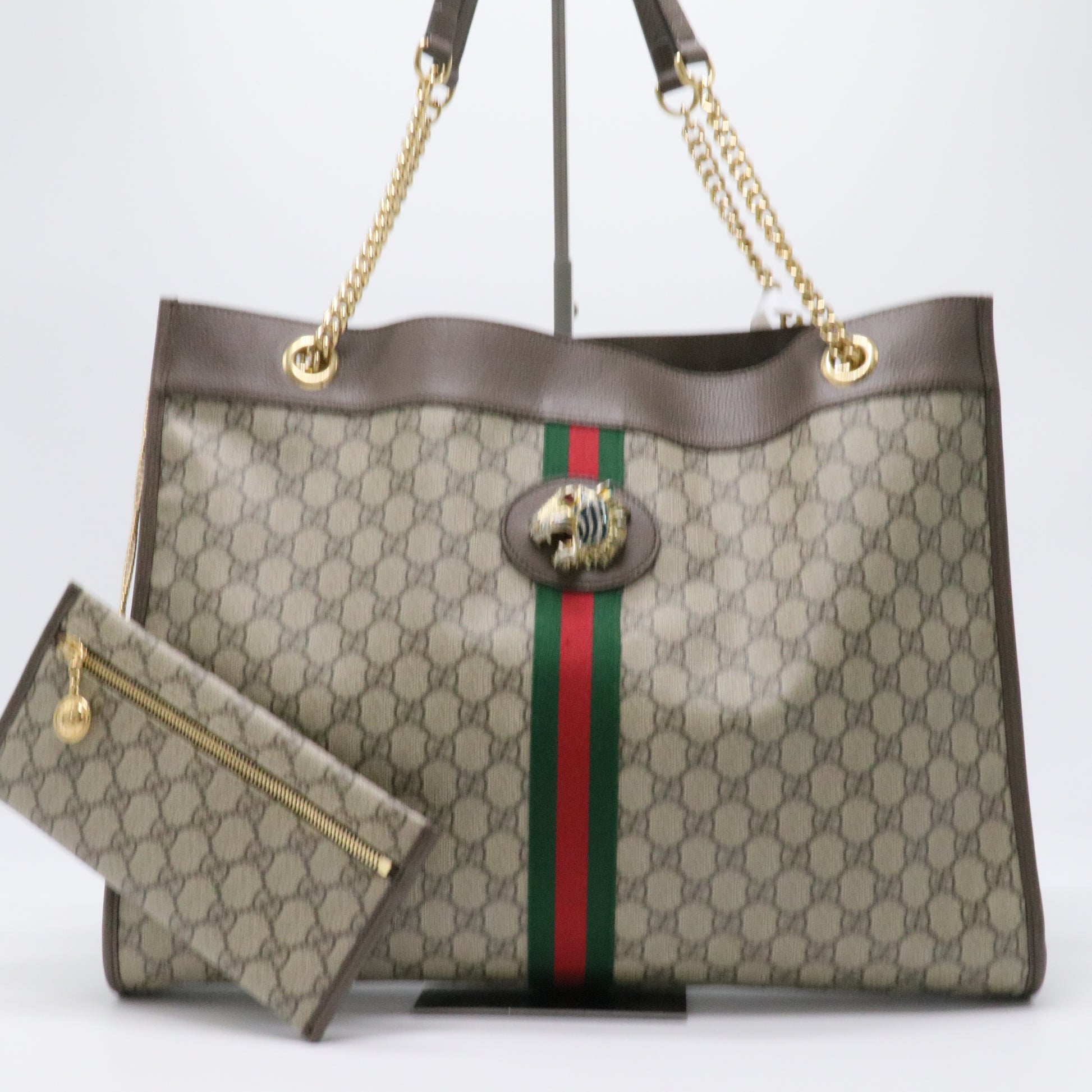 GG Supreme Monogram Large Rajah Chain Tote