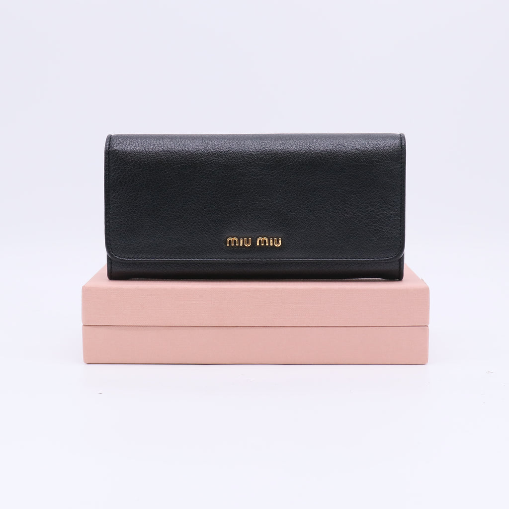 Miu Miu Madras Leather Flap Continental Wallet W22389