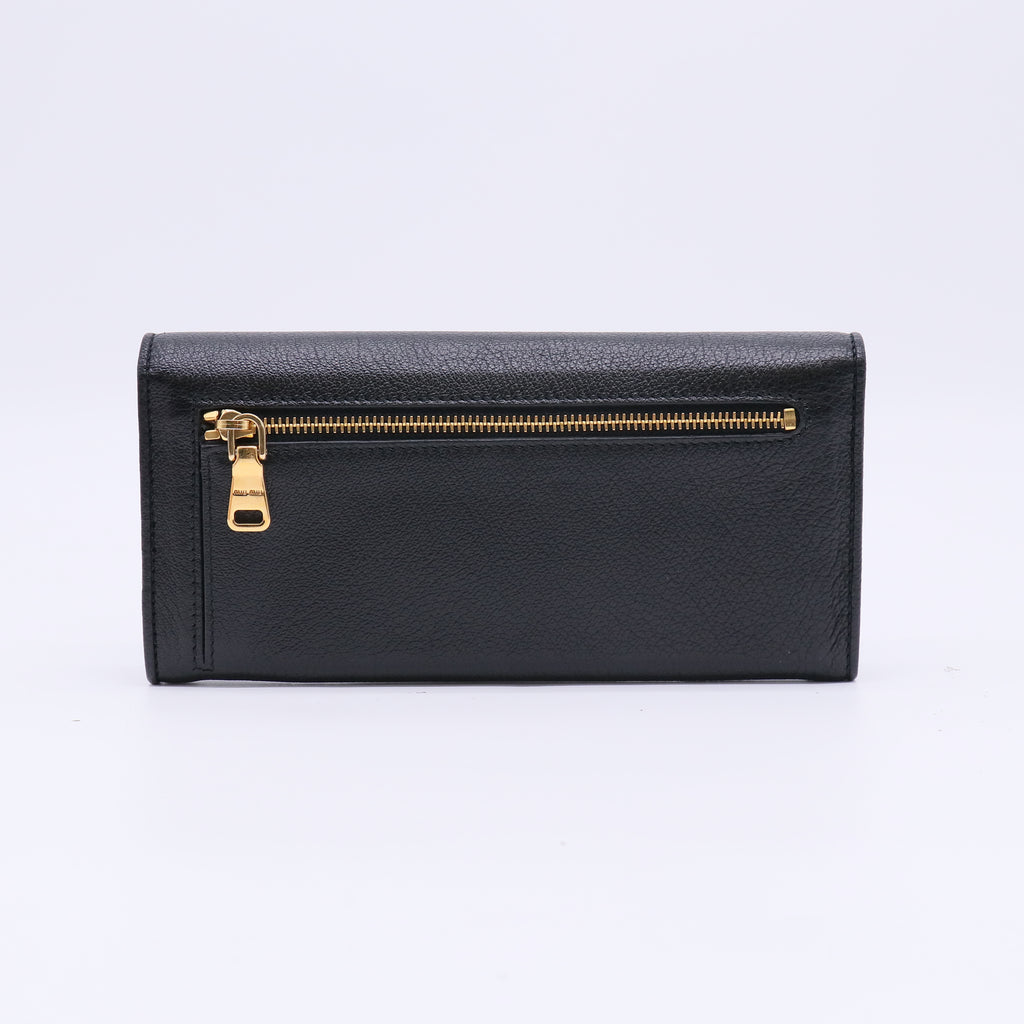 Miu Miu Madras Leather Flap Continental Wallet W22389