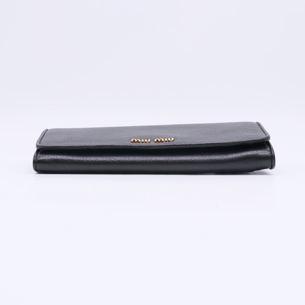 Miu Miu Madras Leather Flap Continental Wallet W22389
