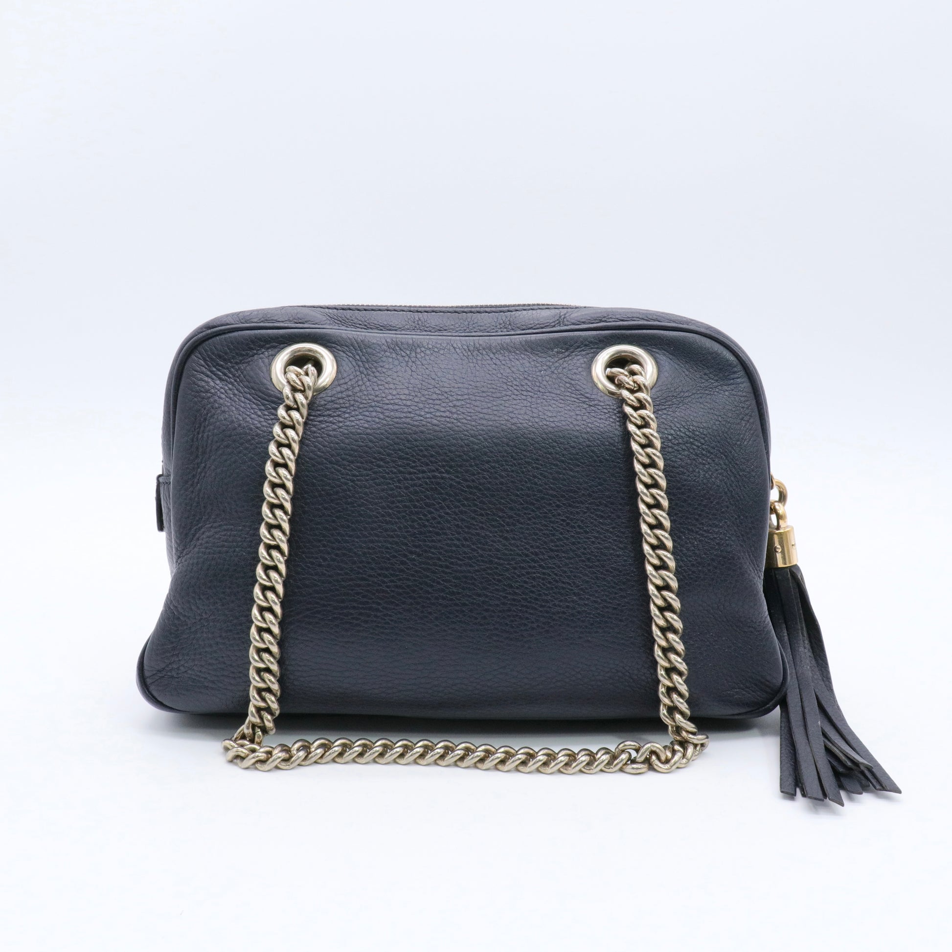 Black Pebbled Leather Soho Chain Shoulder Bag twins