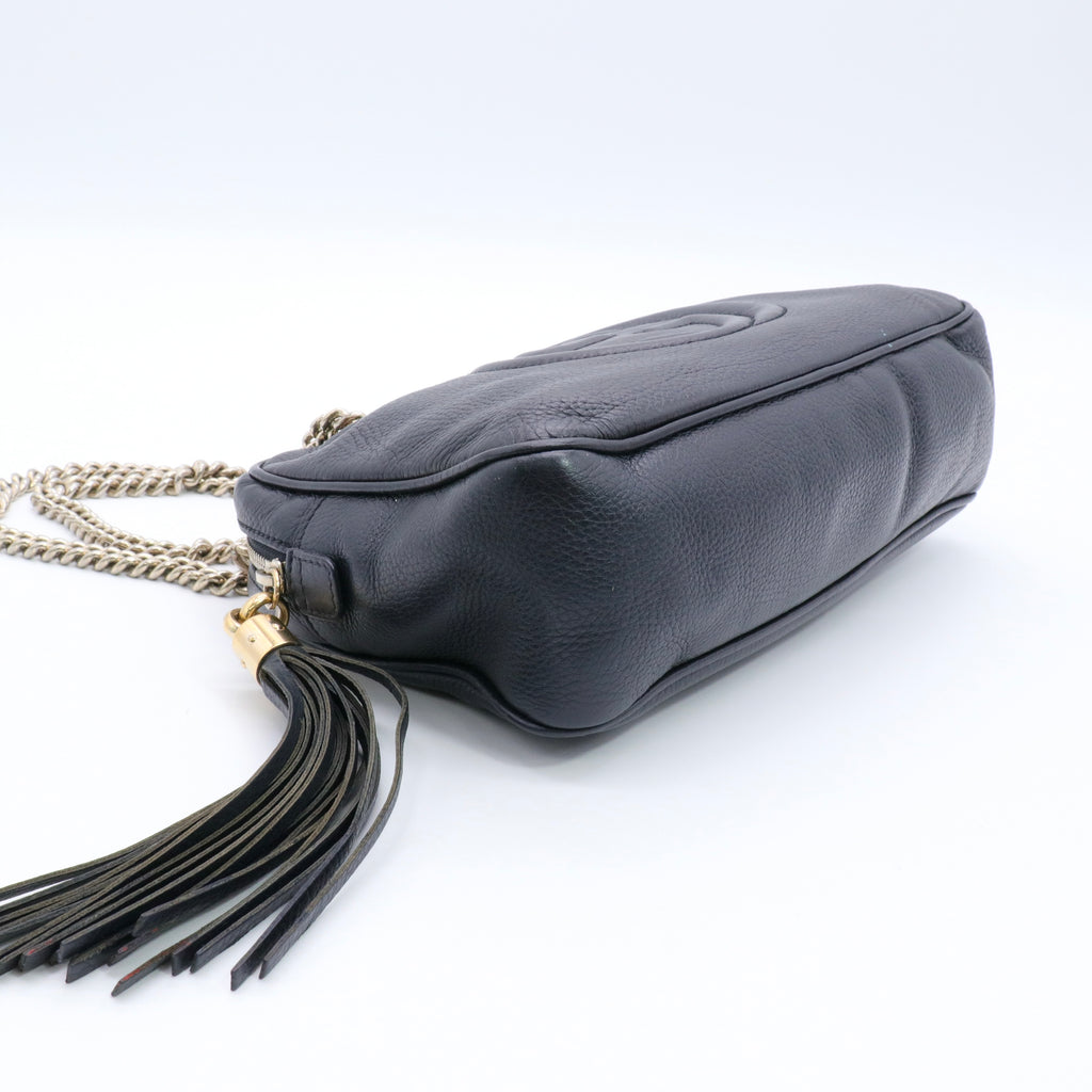 Black Pebbled Leather Soho Chain Shoulder Bag twins