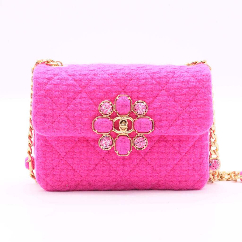 CC Bijoux Chain Flap Quilted Tweed Mini twins