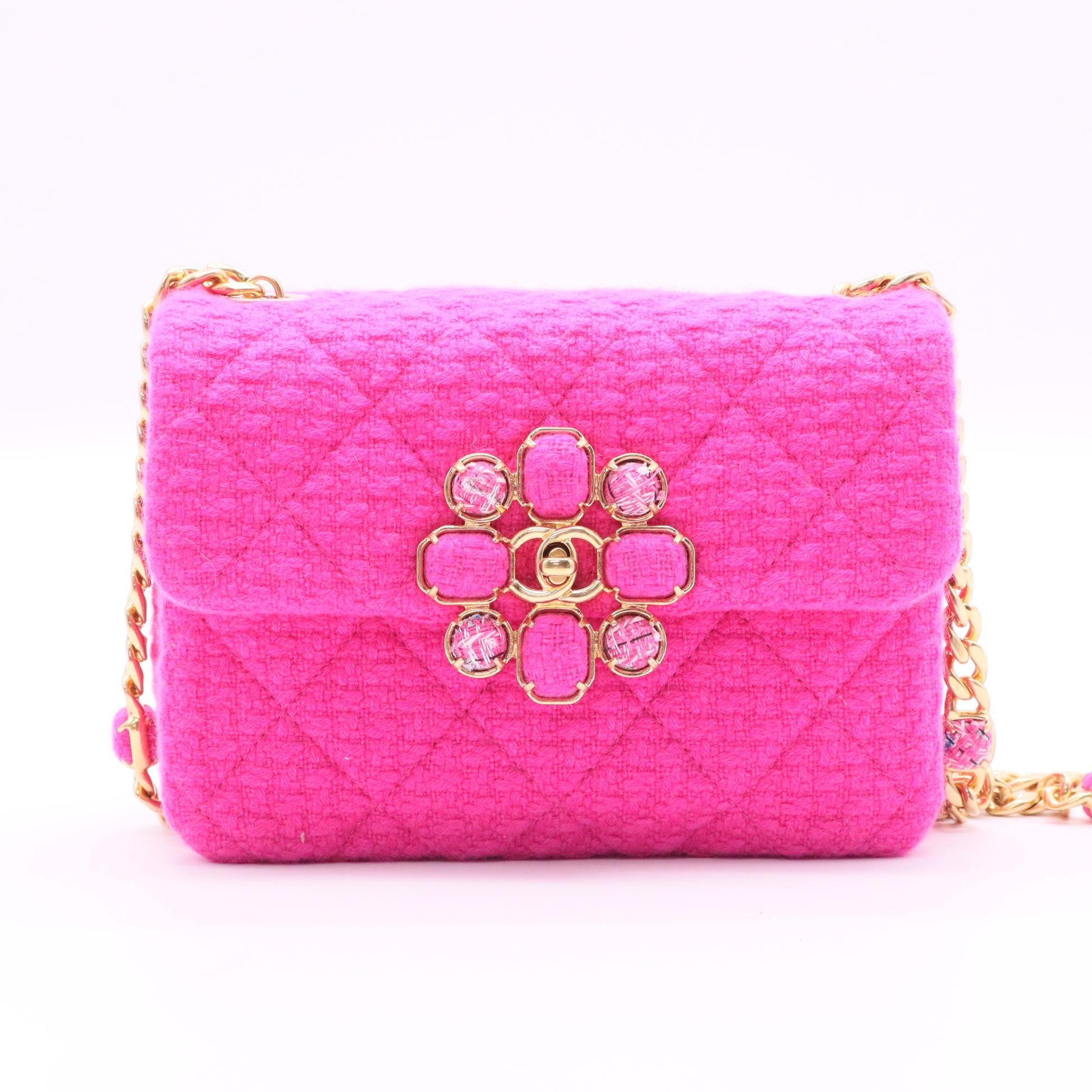 CC Bijoux Chain Flap Quilted Tweed Mini twins