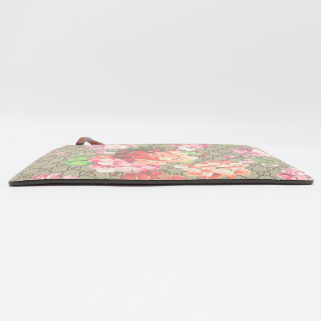 Wristlet Zip Pouch Blooms Print GG Coated Canvas Small