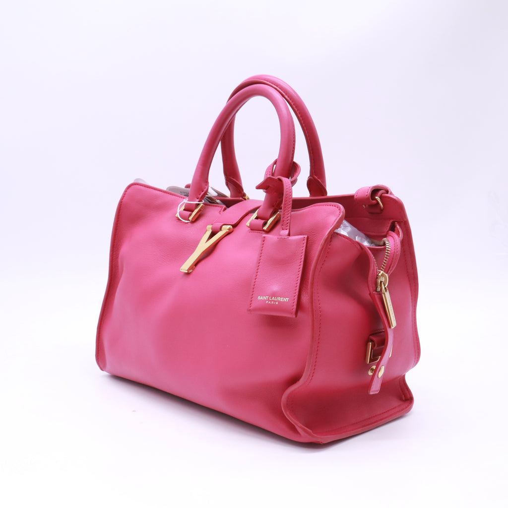 Yves Saint Laurent Pink Smooth Calfskin Leather Small Cabas ChYc Bag twins B23363