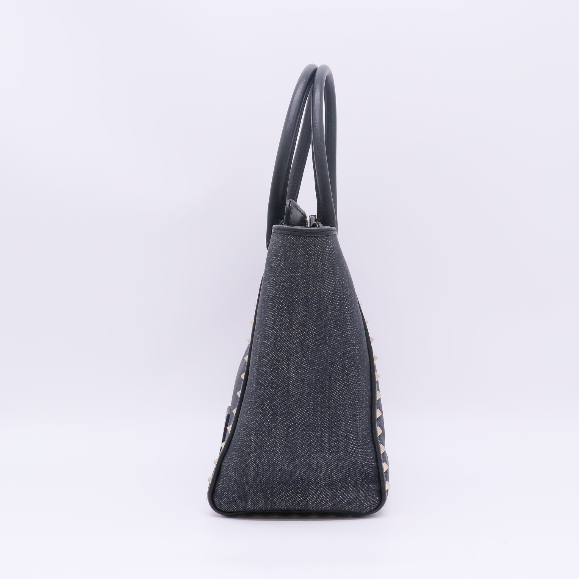 Valentino Garavani Rockstud Small Denim Trapeze Tote Bag B23711