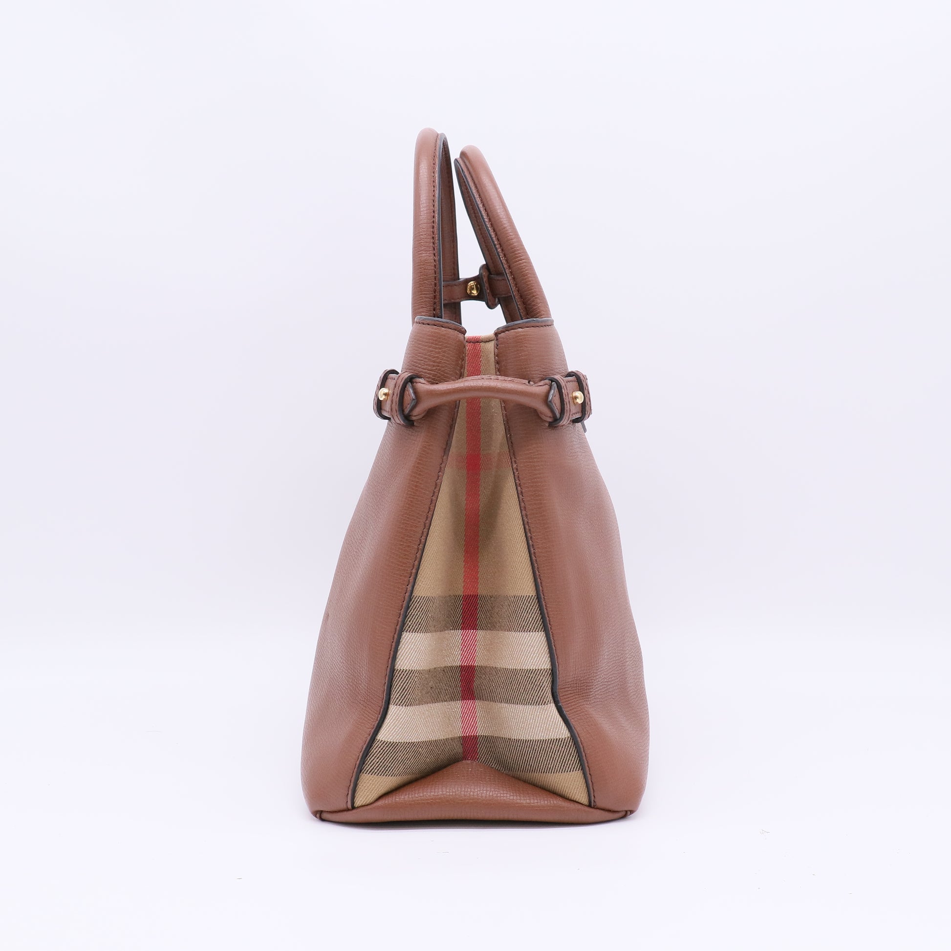Burberry Medium Banner House Check Leather Tote Bag B22884