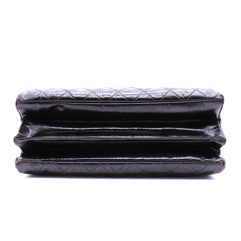 Patent Quilted Accordion Tote Burgundy twins