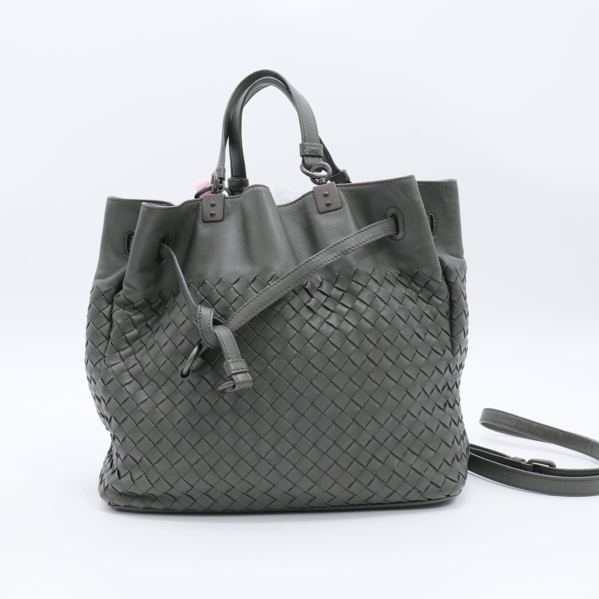 Intrecciato Nappa Bucket Bag Taupe Twins