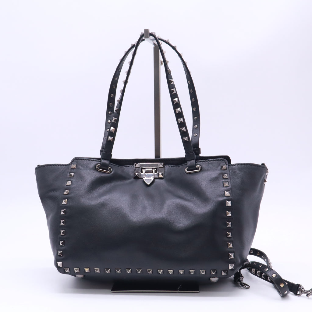 Valentino Garavani Vitello SoBlack Rockstud Tote Twins B23421