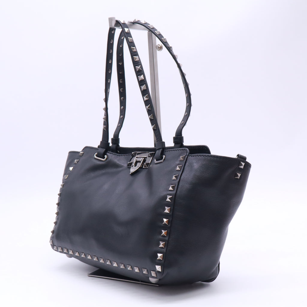Valentino Garavani Vitello SoBlack Rockstud Tote Twins B23421