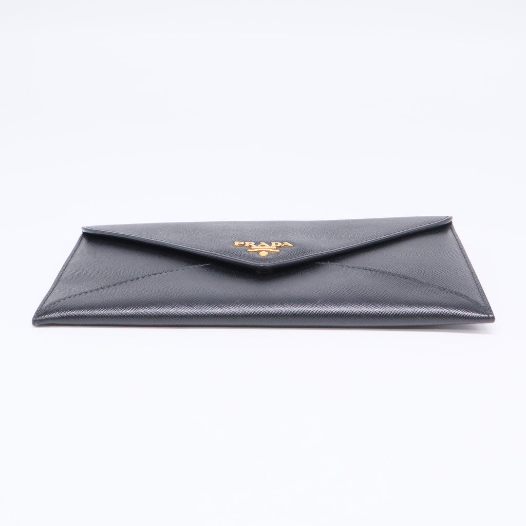 Prada Black Vitello Leather Envelope Wallet twins LDJ3380