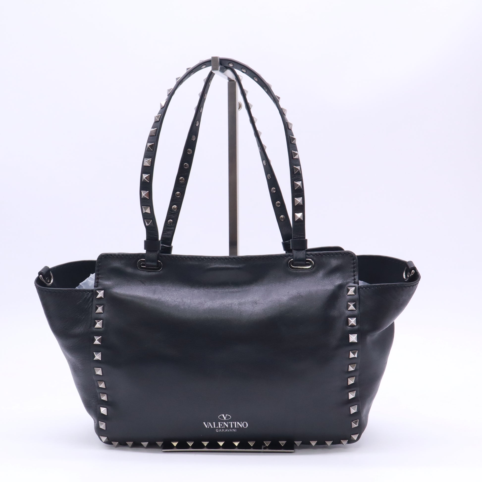 Valentino Garavani Vitello SoBlack Rockstud Tote Twins B23421