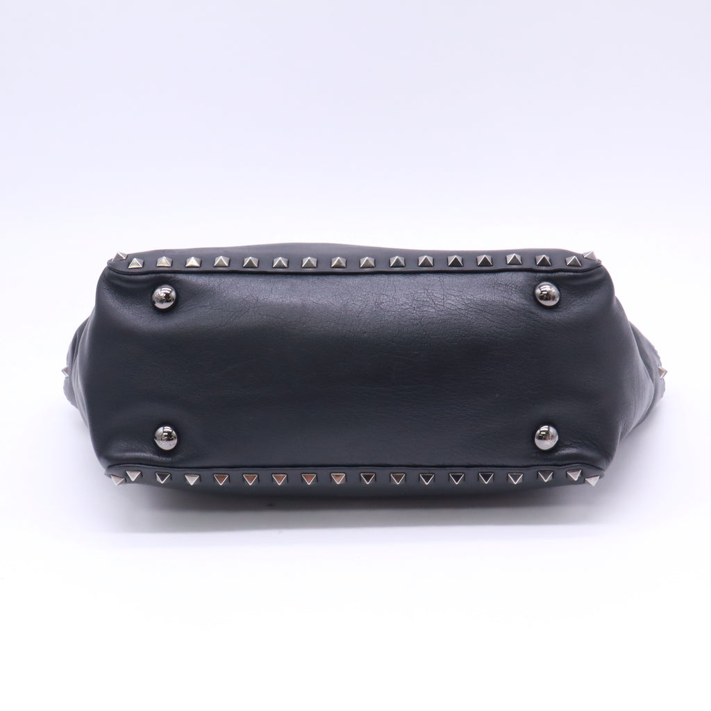 Valentino Garavani Vitello SoBlack Rockstud Tote Twins B23421