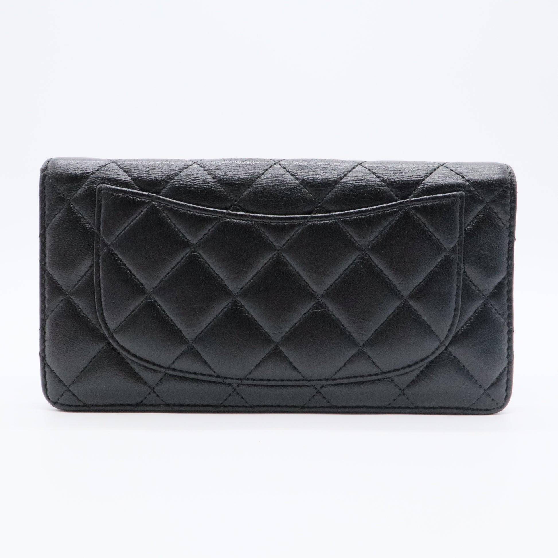 Lambskin Quilted Yen Wallet Black