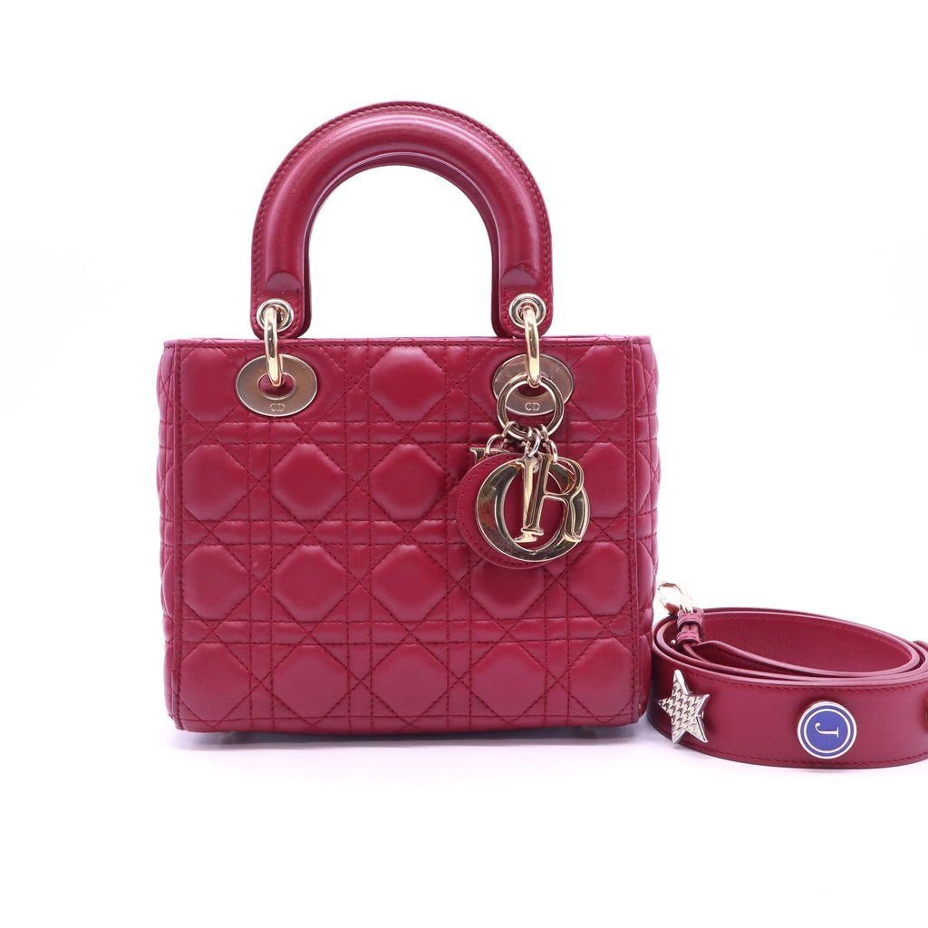 Christian Dior My ABCDior Lady Dior Red Limited Strap Lambskin Cannage Small twins LDJ3971