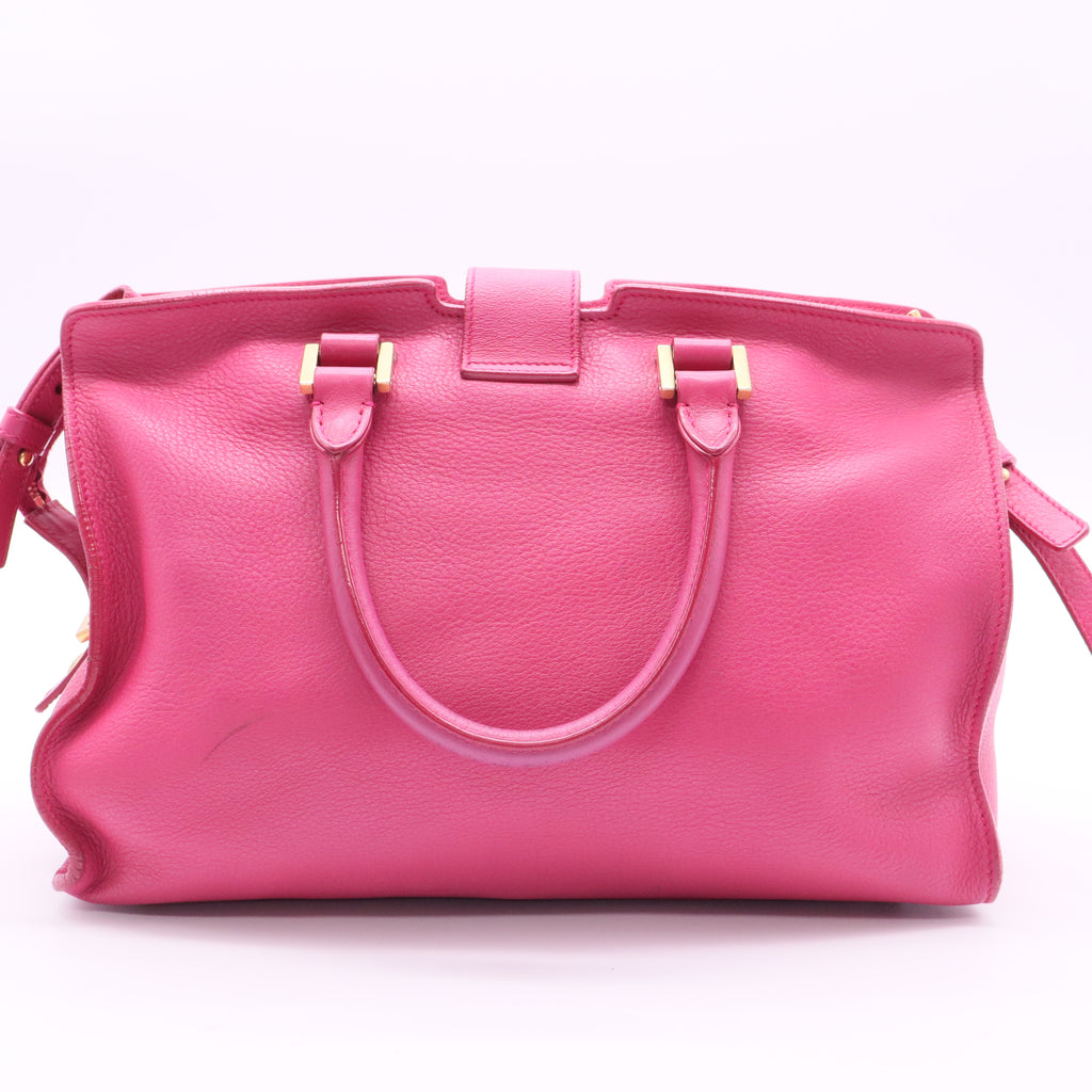 Yves Saint Laurent Fuchsia Calfskin Leather Classic Medium Y Cabas Bag Twins