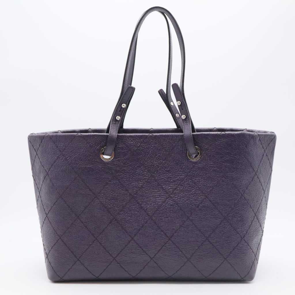 Blue Quilted Glazed Leather On-the-Road XL Tote Bag